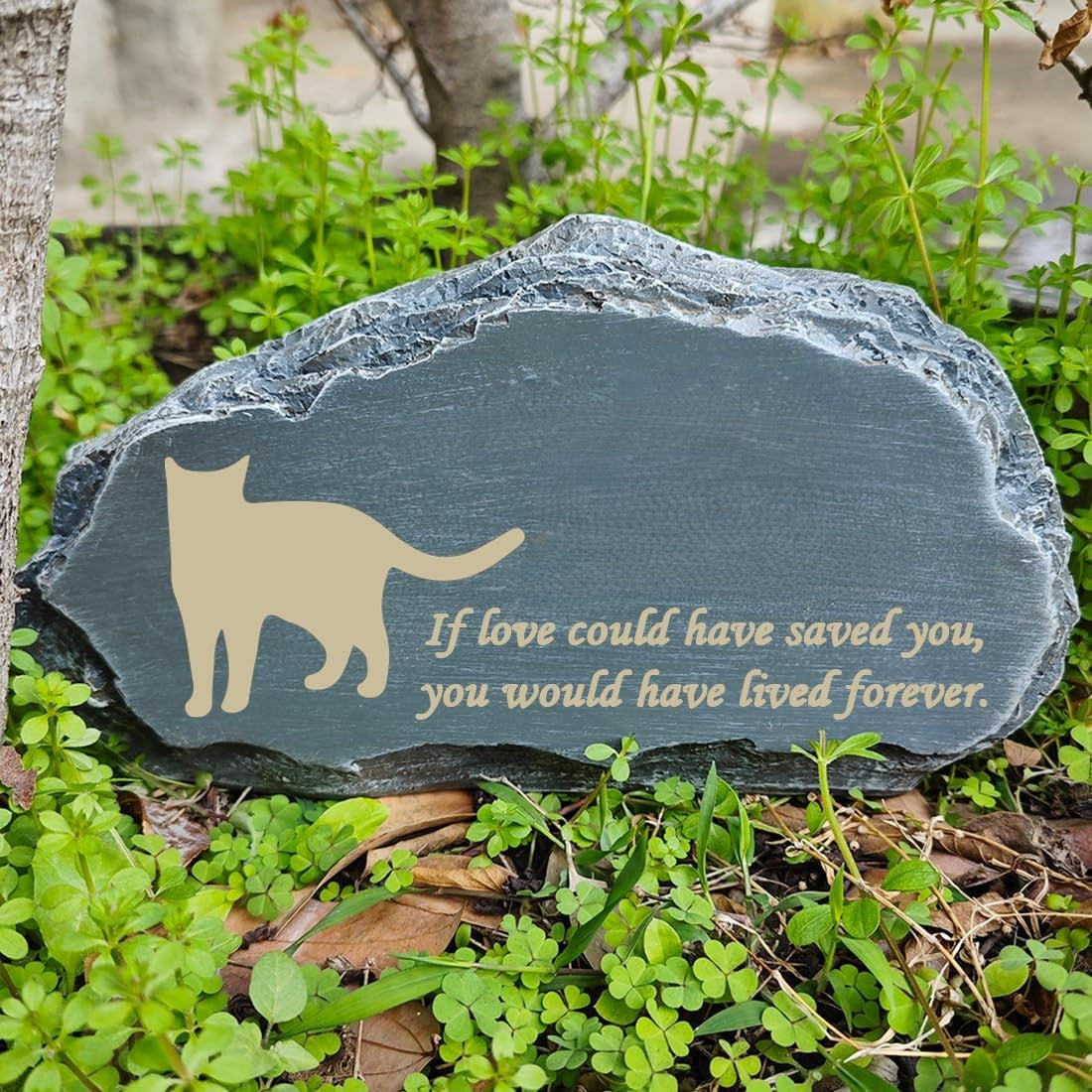 CMS Memorial Stones, Mountain Shape Garden Memorial Stone for Cat, Cat Headstone, Cat Tombstone, Pet Grave Marker for Cat, Pet Memorial Plaque Outdoor