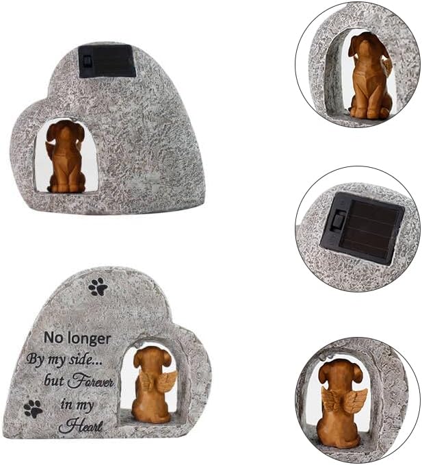 Dog Pet Memorial Stone with A Angel Puppy Memorial Statue, Dog Grave Marker Or Garden Memorial Stone-No Longer By My Side But Forever in My Heart