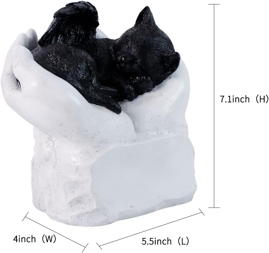 CMS Personalized Resin Pet Cremation Urn for Cat, Custom Cat Ashes Urns, Pet Memorial Keepsake Urn Gift, Engraved with Name and Date