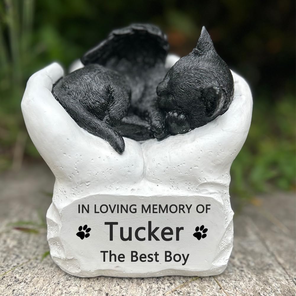 CMS Personalized Resin Pet Cremation Urn for Cat, Custom Cat Ashes Urns, Pet Memorial Keepsake Urn Gift, Engraved with Name and Date
