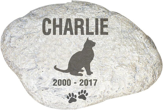 CMS GiftsForYouNow Personalized Cat Memorial Resin Garden Stone, 11.5 x 8.25 Inches