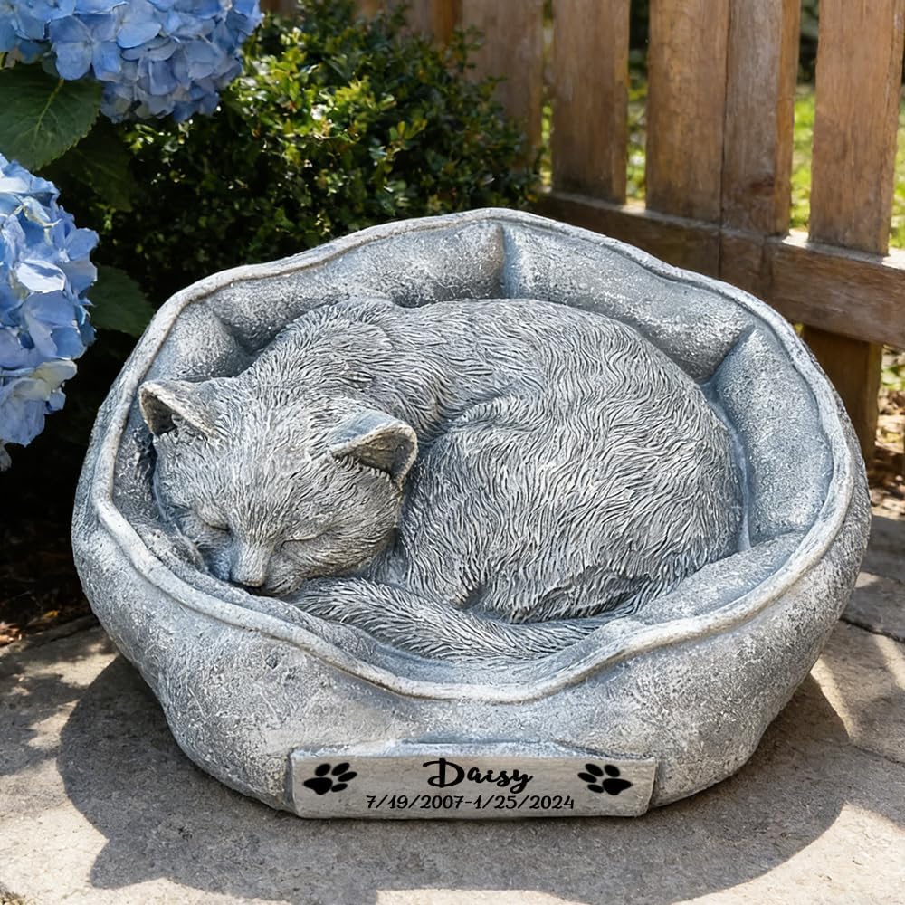CMS Cat Memorial Stones Grave Markers Engraved with Name, Personalized Pet HCat Loss Memorial Gifts Remembrance Gifts Outdoors,