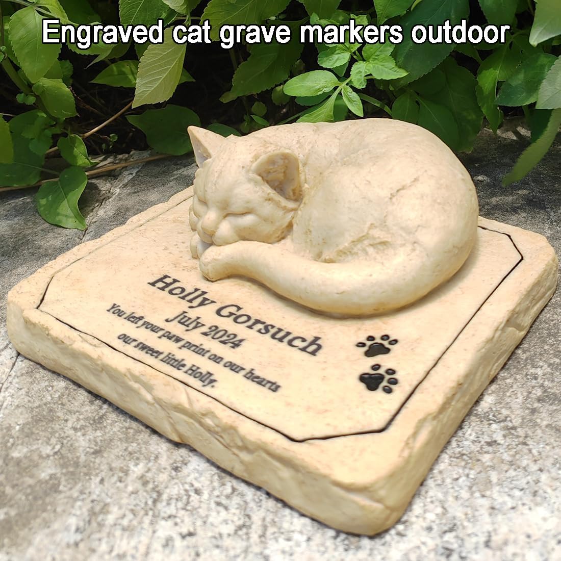 Cat Memorial Stones Graver Markers Outdoor, Pet Memorial Stones Headstones for Cat Loss of Sympathy Gifts Memorial Gifts for Outside