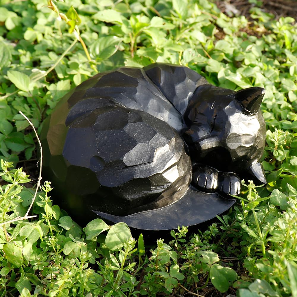 CMS Cat Urn, Sleeping Pet Urn, Pet urn for Cats Ashes, Cremation Cat Ashes Urn, Funeral urn for Cats, Pet Memorial Keepsake Urns (Black)