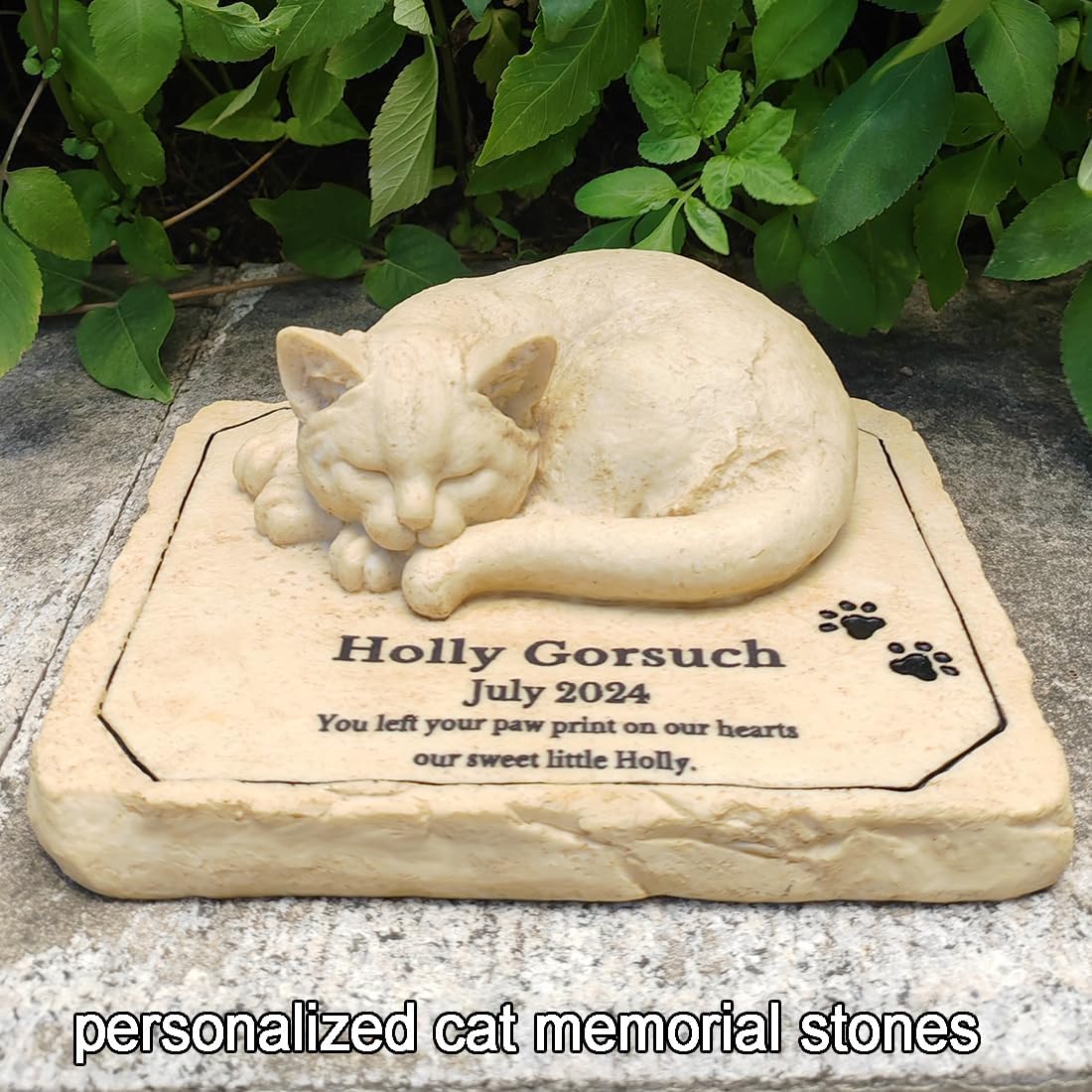 Cat Memorial Stones Graver Markers Outdoor, Pet Memorial Stones Headstones for Cat Loss of Sympathy Gifts Memorial Gifts for Outside