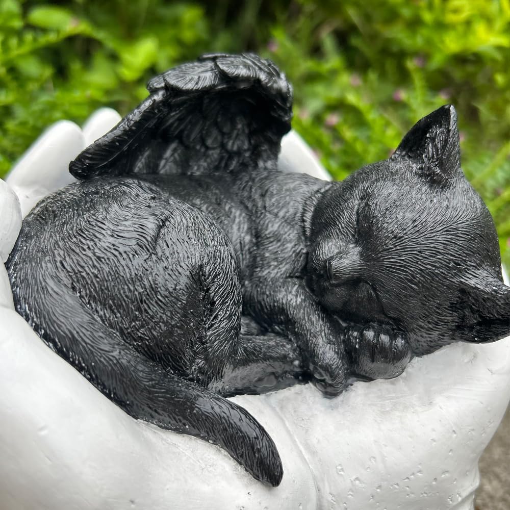 CMS Personalized Resin Pet Cremation Urn for Cat, Custom Cat Ashes Urns, Pet Memorial Keepsake Urn Gift, Engraved with Name and Date