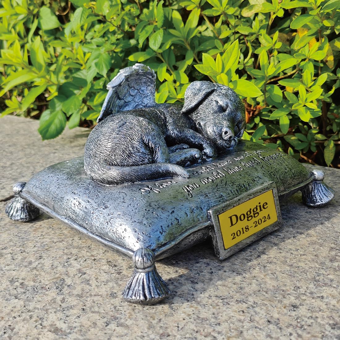 CMS Personalized Dog Memorial Stone, Dog Statue Memorial Gift for Grave, 8'L x 6.5'W x 3.5'H