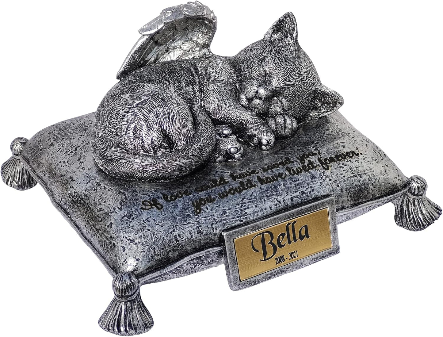 CMS WSLHFEO Angel Cat Sleeping On Pillow Cremation Urn Small Pet Memorial Statue Engraved with Your Pet's Name L8