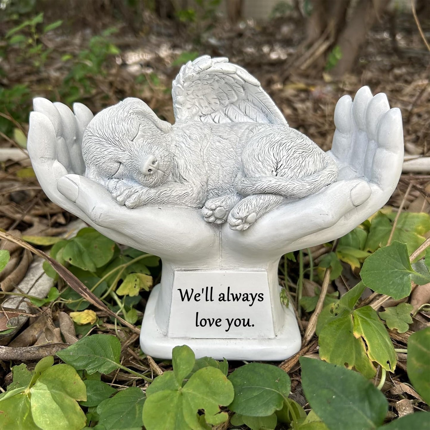 Dog Pet Memorial Garden Stone, Angel Memorial Dog Statue Engrave with Any Word, Pet Grave Marker Headstone Tombstone, Sympathy Pet Lost Gift