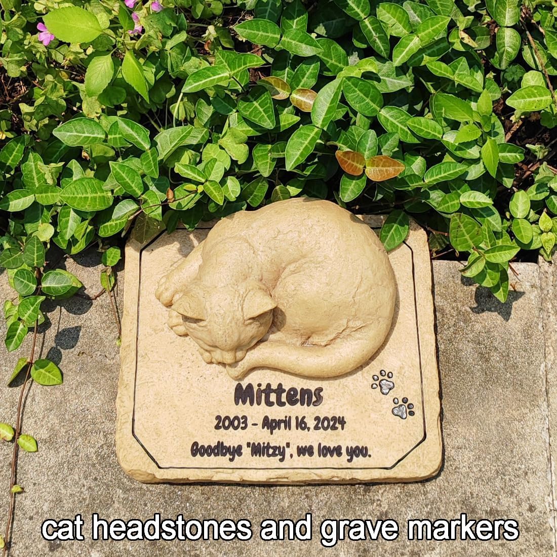 Cat Memorial Stones Graver Markers Outdoor, Pet Memorial Stones Headstones for Cat Loss of Sympathy Gifts Memorial Gifts for Outside