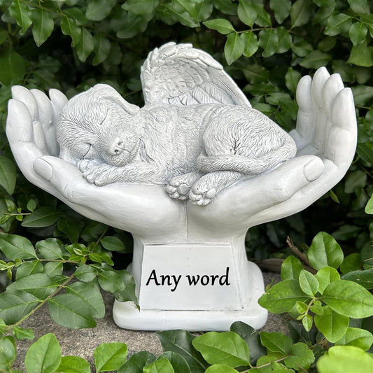 CMS Personalized Dog Pet Memorial Garden Stone, Angel Memorial Dog Statue Engrave with Any Word, Pet Grave Marker Headstone Tombstone, Sympathy Pet Lost Gift
