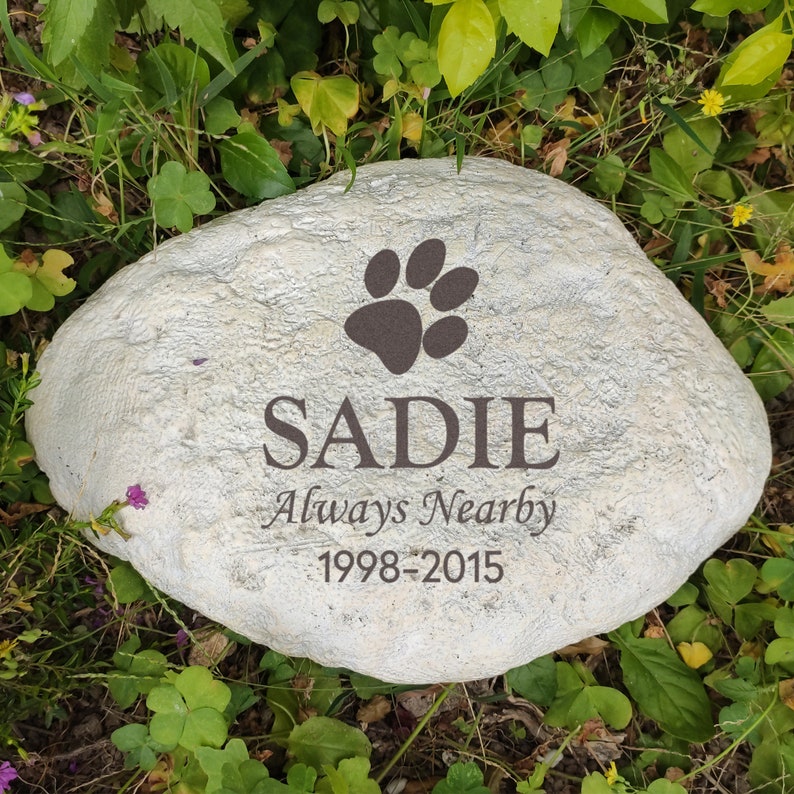 CMS Engraved Pet Memorial Stone, Dog Cat Rabbit Grave Marker