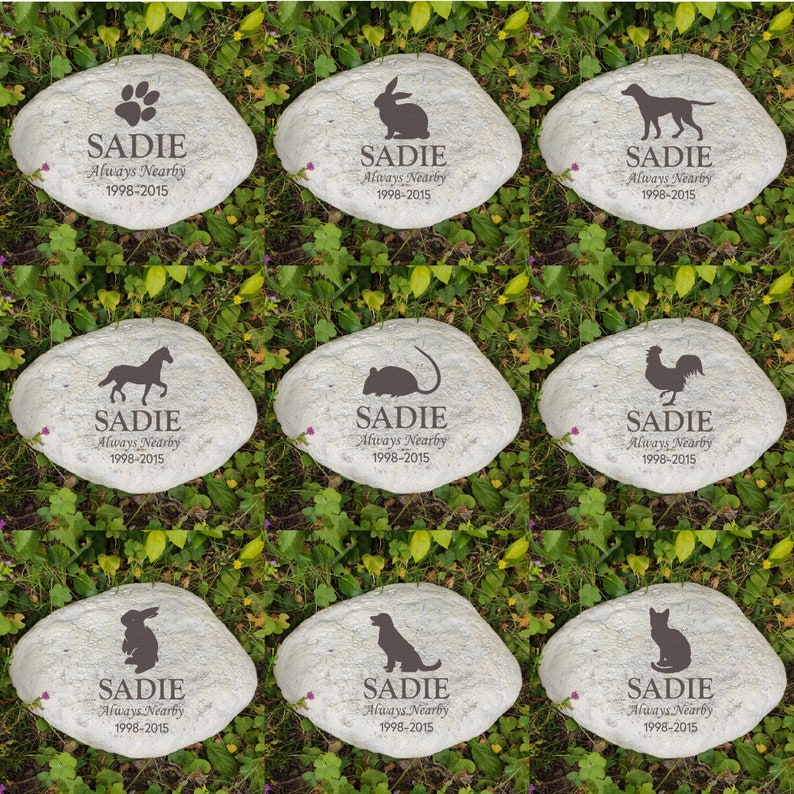 CMS Engraved Pet Memorial Stone, Dog Cat Rabbit Grave Marker
