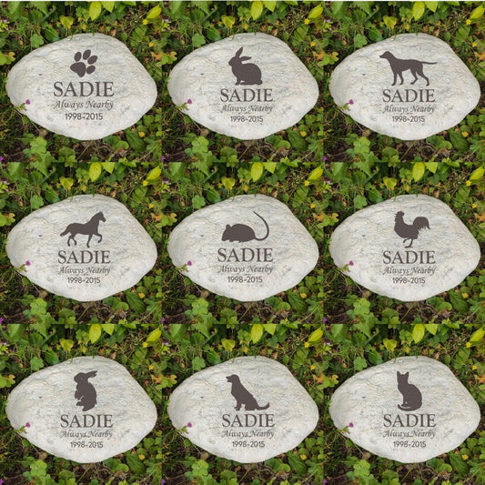 CMS Engraved Pet Memorial Stone, Dog Cat Rabbit Grave Marker