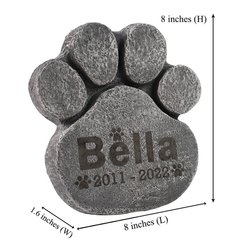 CMS Paw Print Pet Memorial Stone, Engraved Garden Grave Marker